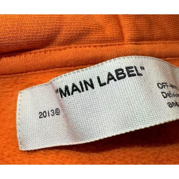 Off-White Virgil Abloh Orange Graphic Hoodie With Arrows & Logo Design - Picture 5 of 12